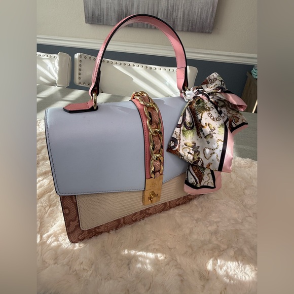 Aldo Handbags - Aldo Caiilla Top Handle Satchel Snake Print + Chain Detail